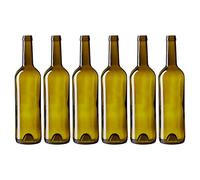 Bottiglie da vino di vetro, vuote, verdi, riciclabili, per la produzione casalinga di alcol, forniture vino, confezione da 6