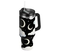 Bottiglie d'acqua in acciaio inox con coperchio e cannuccia, vuoto, con coperchio e cannuccia, per scuola, sport, asilo nido, campeggio e altro ancora, 1180 ml