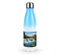Bottiglie d'acqua in metallo da 500 ml, con stampa di cascate sul fiume Krka, in acciaio inox, isolante, a tenuta stagna, per bevande calde e fredde