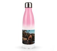 Bottiglie d'acqua in metallo da 500 ml, il cavallo sta bevendo acqua stampata in acciaio inox isolata a tenuta stagna bottiglia d'acqua per bevande calde fredde
