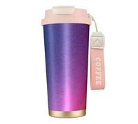 Bottiglie d'acqua isolate geometriche astratte in acciaio inox per donne e uomini con coperchio a prova di perdite rosa