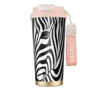 Bottiglie d'acqua isolate in acciaio inox con stampa zebrata, per donne e uomini, con coperchio a prova di perdite, colore rosa