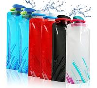 Bottiglie D'acqua Pieghevoli 700ML, 6 Piezas Portatile Borraccia Sportiva, Borracce da Escursionismo, Riutilizzabile Borraccia Flessibile, Borraccia Pieghevole per Escursionismo, Adventures, Viaggi
