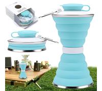 Bottiglie d'Acqua Pieghevoli In Silicone, Borraccia Pieghevole 500 Ml, Con Moschettone Borraccia Pieghevole, Borraccia Pieghevole Senza Bpa, Per Il Campeggio e Gli Sport All'Aria Aperta (Verde)