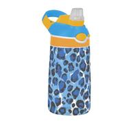 Bottiglie d'acqua sportive con stampa leopardata blu con manico coperchio bottiglia d'acqua portatile da viaggio per scuola ragazzi ragazze termos para agua fria para ni?os