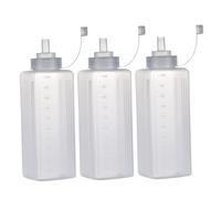 Bottiglie di plastica da spremere, Confezione da 3 bottiglie da spremere per salse, per condimenti a prova di perdite da 1000 ml/34 once, Bottiglia di plastica a bocca larga con misurazione