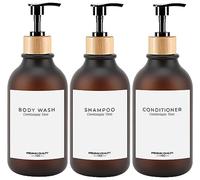 Bottiglie di shampoo e balsamo resistenti smerigliate, dispenser per farmaci, pompa in bambù, bottiglie ricaricabili per shampoo, lozioni, olio, sapone per doccia, sapone per le mani e sapone per