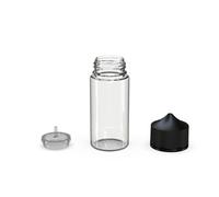 Bottiglie di unicorno in plastica PET Chubby Gorilla V3 da 100 ml per liquidi, oli ed e-liquid - Bottiglie vuote con contagocce - 5X 100 ml (bottiglia trasparente con tappo nero)