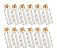 Bottiglie di Vetro 15ml Mini Tappo in Sughero, 12 Pezzi | Trasparente e Riutilizzabile, per Glitter e Biglietti dei Desideri, Adatte a Progetti Creativi e Regali