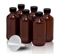 Bottiglie di vetro ambrato da 57 ml per estratto di vaniglia, Boston, rotonde, a prova di perdite, con tappi, imbuto bonus, ideali per estratti fatti in casa, oli essenziali