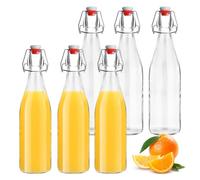 Bottiglie di Vetro con Chiusura a Leva da 500 ml, 6 Pezzi Bottiglie da Riempire, Bottiglie Vetro 0.5 Litro, Bottiglie Vuote Bottiglia di Succo per Aceto, Succo, Bevande Fatte in Casa, Birra e Limonata
