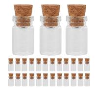 Bottiglie di Vetro Mini con Tappo in Sughero 100 Pezzi da 1ml | Trasparenza Chiara, Vetro e Legno, per Campioni, Ingredienti, Bomboniere e Idee Regalo Natalizie