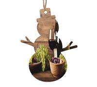 Bottiglie di vino Tappi d'uva - Ornamenti natalizi in legno fatti a mano - Decorazione da appendere stampata su entrambi i lati per regali per la casa dell'albero. 2 pezzi