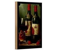 Bottiglie di vino vintage e vetro | Targa decorativa in legno per cucina o bar | ideale per gli amanti del vino | 12 cm x 18 cm
