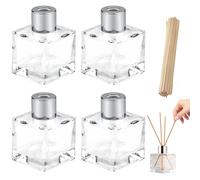 Bottiglie diffusore a bastoncini vetro 50ml 4 pezzi | Contenitori profumo ambiente fai da te | Ricambio flaconi diffusore oli essenziali | Vasi profumatori decorativi per casa, ufficio, rega