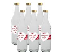Bottiglie in Vetro Grande con Tappo Cuori per Bevande Acqua Olio Orzata 0,5 L
