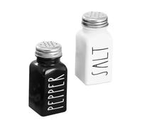 Bottiglie in vetro per sale, pepe, condimenti, condimenti, dispenser per casa, cucina, ristorante (2 pezzi, nero e bianco)