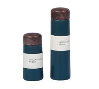 Bottiglie isolate da 250 ml, mini thermos in acciaio inox con venature del legno portatile mini tazza da caffè con perdite di tè per casa viaggi attività all'aperto (blu)