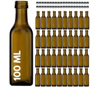 acquaverde | 40 Bottiglie Marasca in Vetro Scuro Uvag, Bottiglia per Campioncini di Olio e Liquori da 100 ml con Tappo Dosatore