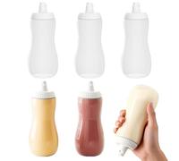 Bottiglie per condimenti - 17 once, contenitore trasparente per alimenti da spremere, bottiglie per salsa da cucina | 6 pezzi misura contrassegnata, condimento per insalata ketchup e miele per picnic