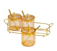 Bottiglie per condimenti, contenitori per caffè, barattoli, design con coperchio ermetico, contenitore per cucchiaio integrato, uso dispensa da cucina, 32,5 x 9,5 x 12 cm, trasparente, 1 set