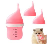 Bottiglie per gattini, per allattamento, per allattamento, per cuccioli, design anti-soffocamento, con 2 tettarelle in silicone sostituibili extra per una comoda sostituzione (rosa)