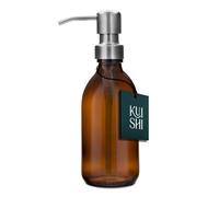 Bottiglie per pompa Kuishi in vetro marrone da 250 ml con pompa in acciaio inossidabile in argento, dispenser di sapone riutilizzabile ecologico, elegante decorazione per il bagno