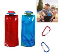 Bottiglie Pieghevoli, Bottiglia di Acqua Pieghevole, Bottiglia D'acqua Pieghevole, Riutilizzabile Borraccia Flessibile, Bottiglie di Acqua Pieghevole, Con Moschettone per Viaggi, Escursionismo, 2PCS