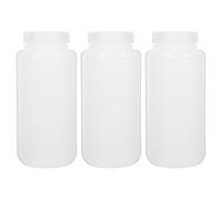 Bottiglie Plastica 1 Litro 3 Pezzi Hdpe, Bocca Larga per Laboratorio | Sigillate e Anti-perdita, Bianco, per Liquidi Chimici e Uso Didattico, Contenitori Campione