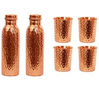 Bottiglie sottovuoto in rame puro bottiglia acqua martellata 1 litro 4 bicchi...