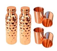 Bottiglie sottovuoto in rame puro bottiglia d'acqua diamantata 1 litro 4 bicc...