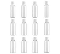 Bottiglie vuote in plastica trasparente ricaricabile portatile da 30 ml, con tappo a vite, piccoli contenitori da viaggio, per liquidi, lozioni, shampoo, corpo, crema per mani (bianco)