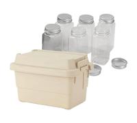 Bottiglie vuote per spezie - Set contenitori per salse da campeggio | Set da 7 pezzi con Cústodia per picnic, escursioni e barbecue, organizer da 1,1L in PP per viaggi all’aperto, include 6 contenitor