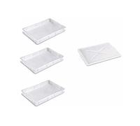 BOTTIGLIERI CASALINGHI GIGANPLAST | Trio di scatole di pasta con 1 coperchio per alimenti in plastica, ideale per pane e pizza, servizio e sovrapposbile, 30 x 40 x 10 cm