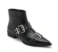 Bottines à Boucles Métalliques - Stile Rock Chic Ces bottines e pointy avec sangles e boucles argentée e rock chic à vos tenues. Il loro design strutturato e dettagli metallici in un carattere unmodèl