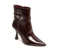 Bottines à talons aiguille effetto craquelé con boucle chic - style rétro moderno pour femme Scopri la raffinatezza con bottines à talons aiguille, pensati per celle che aiment affermano il loro stile