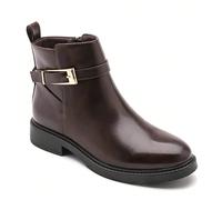 Bottines courteous femme bride et boucle dorée - cuir synthétique élégant disponibile in noir, bruna, cammello e bordeaux È un tocco chic e intemporaneo, un imbottigliamento cortese, un abbinamento pe