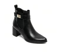 Bottines e talons carré in simili cuir avec bride decorative - noir, marron ou bordeaux Ajoutez untouched chic à vos tenues avec bottines en simili cuir à talon carré. Il suo design sobre est rehaussé