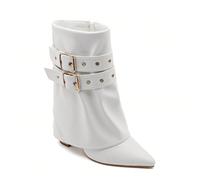 Bottines femme talon bas avec doubles boucles dorées - style élégant en simili cuir È un ottimo momento per essere audaci e audaci. È un ottimo posto dove stare, è un imbottigliamento, è un artiglio, 