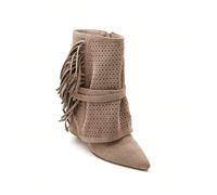 Bottines Pointues in Suède Perforé e Franches e Allure Bohème Persona affermativa, imbottigliamento noires, design unico, semifreddi, dinamismo e importazione. Concepisce dans une matière effet daim d