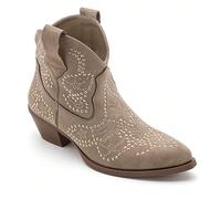 Bottines stile western ornées de strass, dotées d'un petit talon biseauté et de détails travaillés. Apprezzate lo chic western dei tenues con bottines in suede decorati con strass scintillanti. Il lor