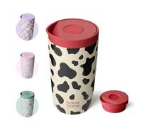 BOTTLE BOTTLE Bicchiere termico 350 ml per caffè o tè, anti-perdita e chiusura Easy Quick-Press, Isolierbecher Travel Mug Classic Grande (motivo mucca)