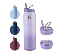 BOTTLE BOTTLE Borraccia in acciaio inox con cannuccia e coperchio, tazza isolata sottovuoto, mantiene freddo e caldo, a prova di perdite, bocca larga, per uomini e donne, viola