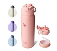 BOTTLE BOTTLE Borraccia Termica 700ml con Cannuccia Thermos Bevande Calde Borraccia Bici Acciaio Inox con Paglia E Supporto Pillole (salmone)