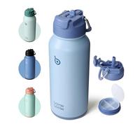 BOTTLE BOTTLE Borraccia Termica 850ml(30oz) con Cannuccia Thermos Bevande Calde Borraccia Sportiva Acciaio Inox con Paglia E Supporto Pillole (blu)