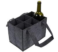 Bottle Wine Carrier Bag, Portable Felt Liquor Bottle Tote With Handles For 6 Bottles, Soft Divider Insert, Travel-Friendly Storage, Ideal For Picnic, Wedding, Party, Gift Use, 9.84x7.09x6.3 In