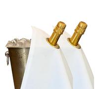 BOTTLECLOTHS - Classic Collection, Panni per Bottiglie con Anello in Metallo per Secchielli del Ghiaccio, Cotone, 42 cm, Foro Angolare (Bianco con Anello in Metallo Dorato, Confezione da 2)