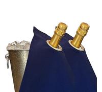 BOTTLECLOTHS - Classic Collection, Panni per Bottiglie con Anello in Metallo per Secchielli del Ghiaccio, Cotone, 42 cm, Foro Angolare (Blu Reale con Anello in Metallo Argentato , Confezione da 2)