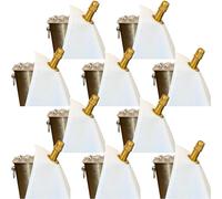 BOTTLECLOTHS - Classic Collection, Panni per Bottiglie con Anello in Metallo per Secchielli del Ghiaccio, Cotone, 42 cm, Foro Angolare (Bianco con Anello in Metallo Dorato, Confezione da 10)