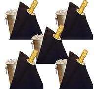BOTTLECLOTHS - Classic Collection, Panni per Bottiglie con Anello in Metallo per Secchielli del Ghiaccio, Cotone, 42 cm, Foro Angolare (Nero con Anello in Metallo Argentato, Confezione da 5)